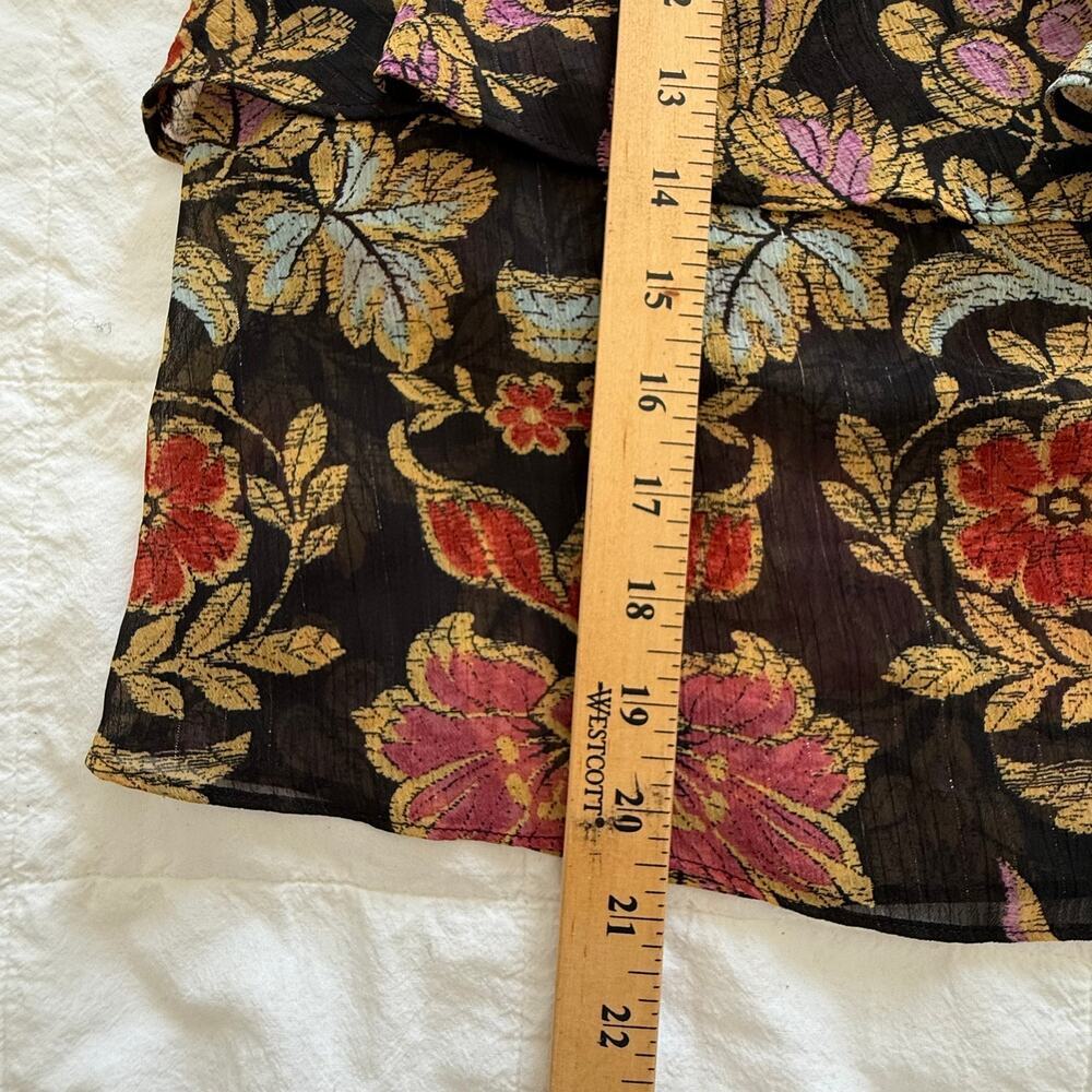 Belle + Sky Floral Sheer Blouse | Size M | Romantic Botanical Print Vintage Top - Picture 9 of 13